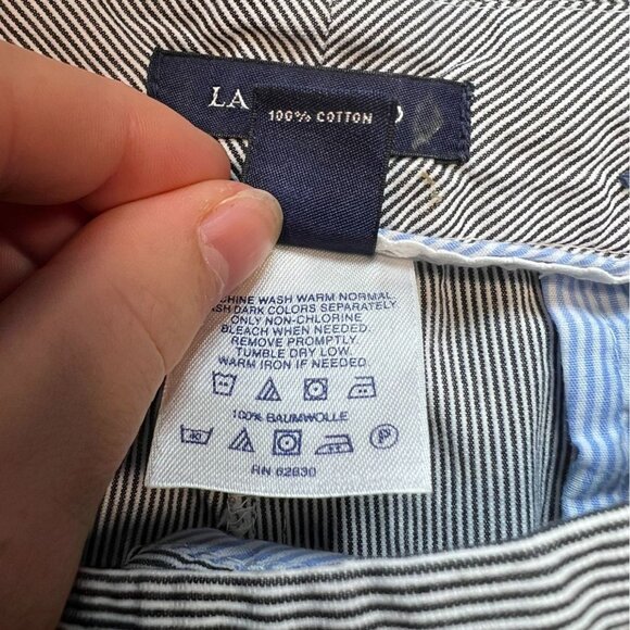 Lands End Womens Fit 2 Casual Y2K Crop Pants Size 10 Navy Striped Straight Leg - Picture 3 of 10